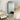 White arch mirror with thin metal frame