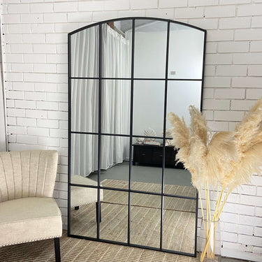 The Boston window mirror 200x120cm with metal grid frame