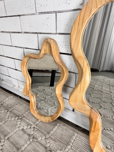 Dune Wave Wooden Mirror 73x60cm - large size on wall