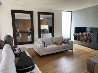 Large Milano mirror in a walnut finish