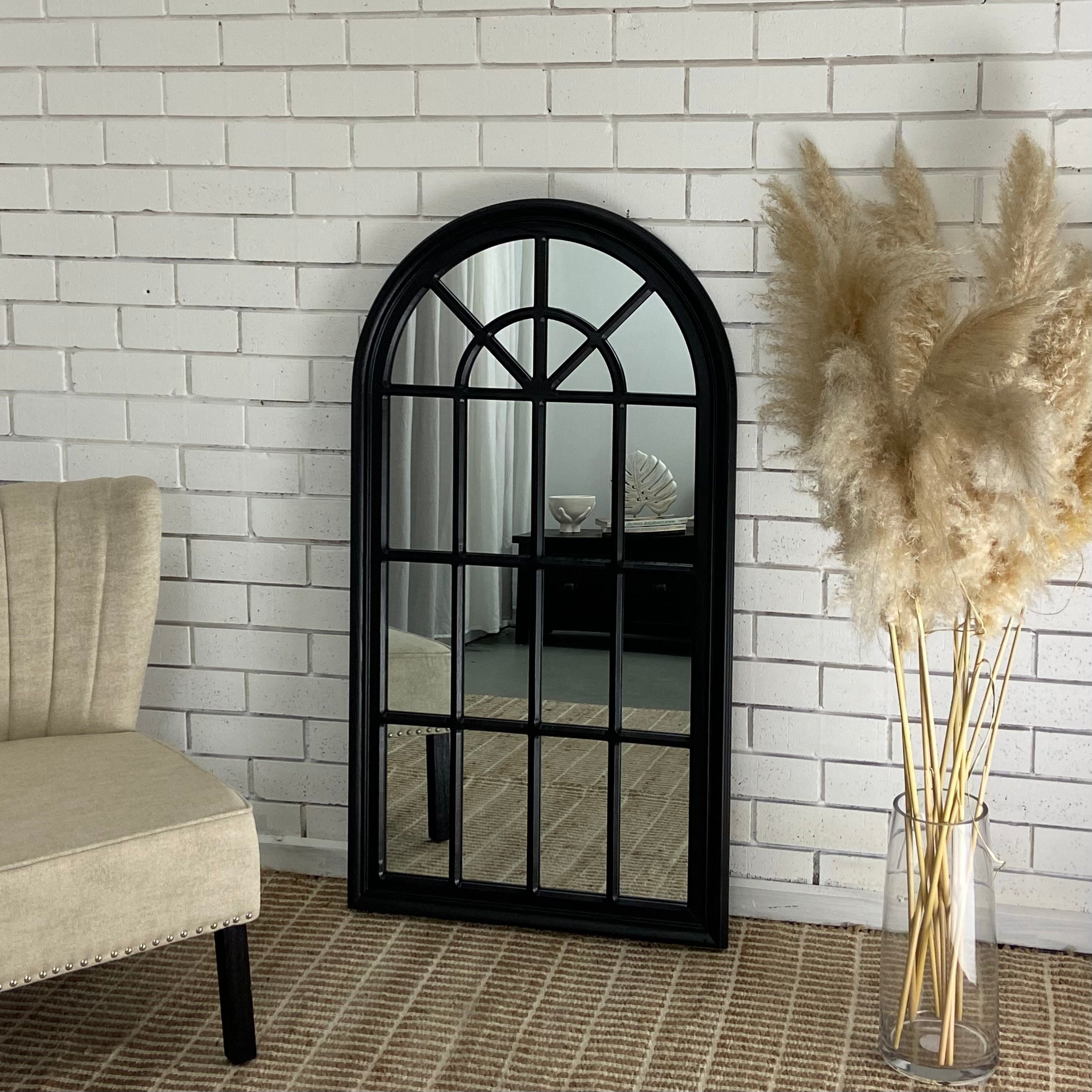 Hampton Black Arched Mirror Small