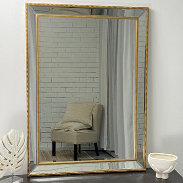 Beaded wall mirror 110x80cm with antique beaded frame
