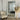 Wooden grid window mirror in a living room