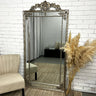 Rose Hamptons ornate panelled mirror in champagne against a wall