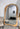 Large 200x140cm asymmetrical arched floor mirror with organic wooden frame