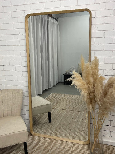 Rounded Corners Wood Mirror