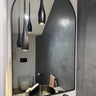 Aluminium arch mirror in a white finish
