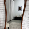Ripple Asymmetrical Walnut Mirror 180x90cm - front view, dark walnut wood frame