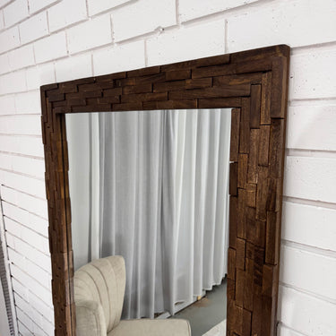 Natural Wooden Strips Mirror Brown