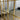 Metal grid window mirror in a living room