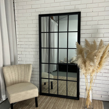 Hampton grid window mirror in a white finish