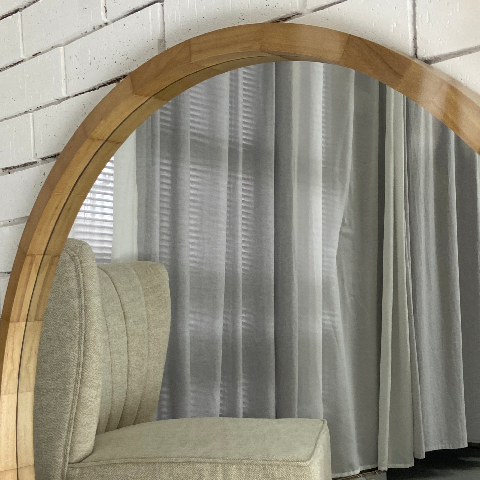 Buy Round Natural Wood Mesh Mirror in Melbourne for 229.00